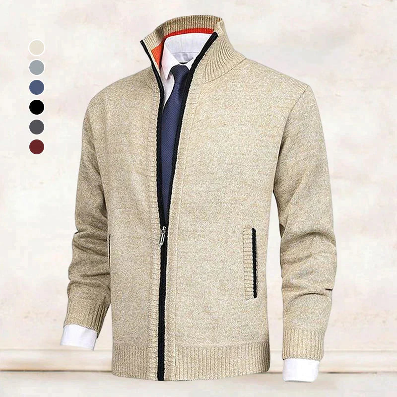 John | Elegant heren vest met rits, kraag en zakken in de kleur Beige voor heren in stijl ideaal voor de herfst.