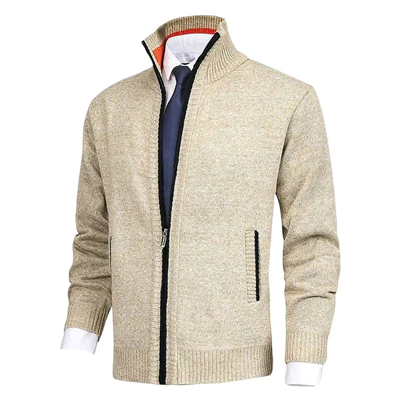 John | Elegant heren vest met rits, kraag en zakken in de kleur Beige voor heren in stijl ideaal voor de herfst.