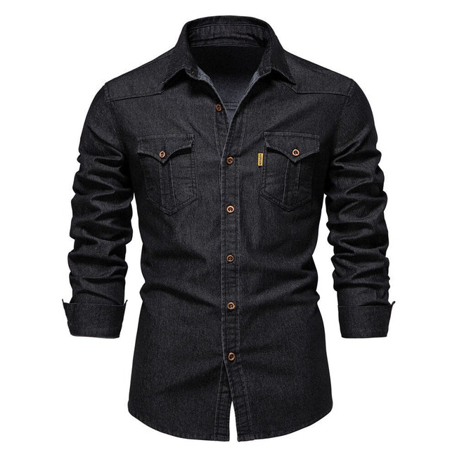 Martin | Elastisch katoenen denim overhemd