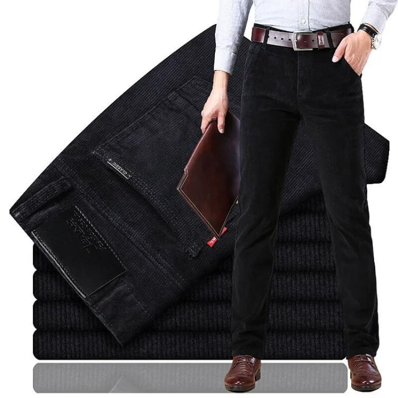 Reinhard | Klassieke Corduroy Heren Spijkerbroek in de kleur Zwart voor heren in Heritage stijl geschikt voor alle seizoenen.